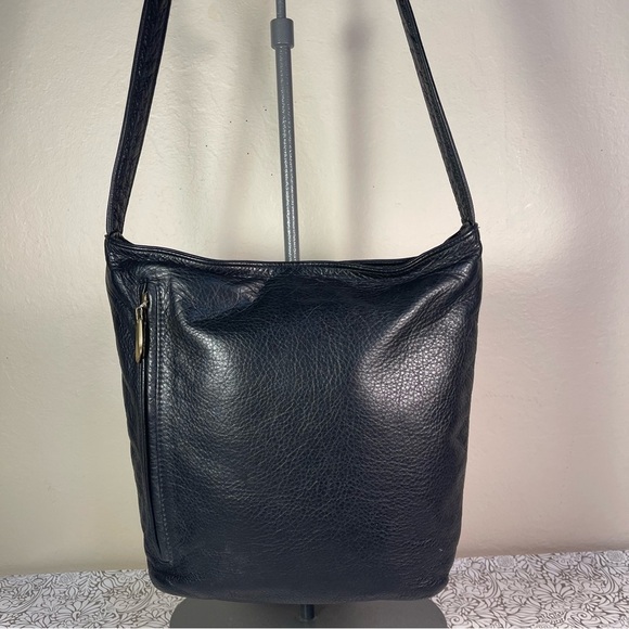 Libaire Vintage Black leather shoulder bag made in USA - Picture 1 of 13